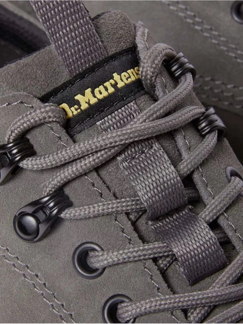 Dr. Martens Gray Suede Lace-Up Lug Sole Boots with Yellow Stitching woman’s 8 - Picture 6 of 9